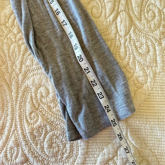 Grey long sleeve top cream lace sheer front, slightly flared sleeves, size L - Picture 7 of 9